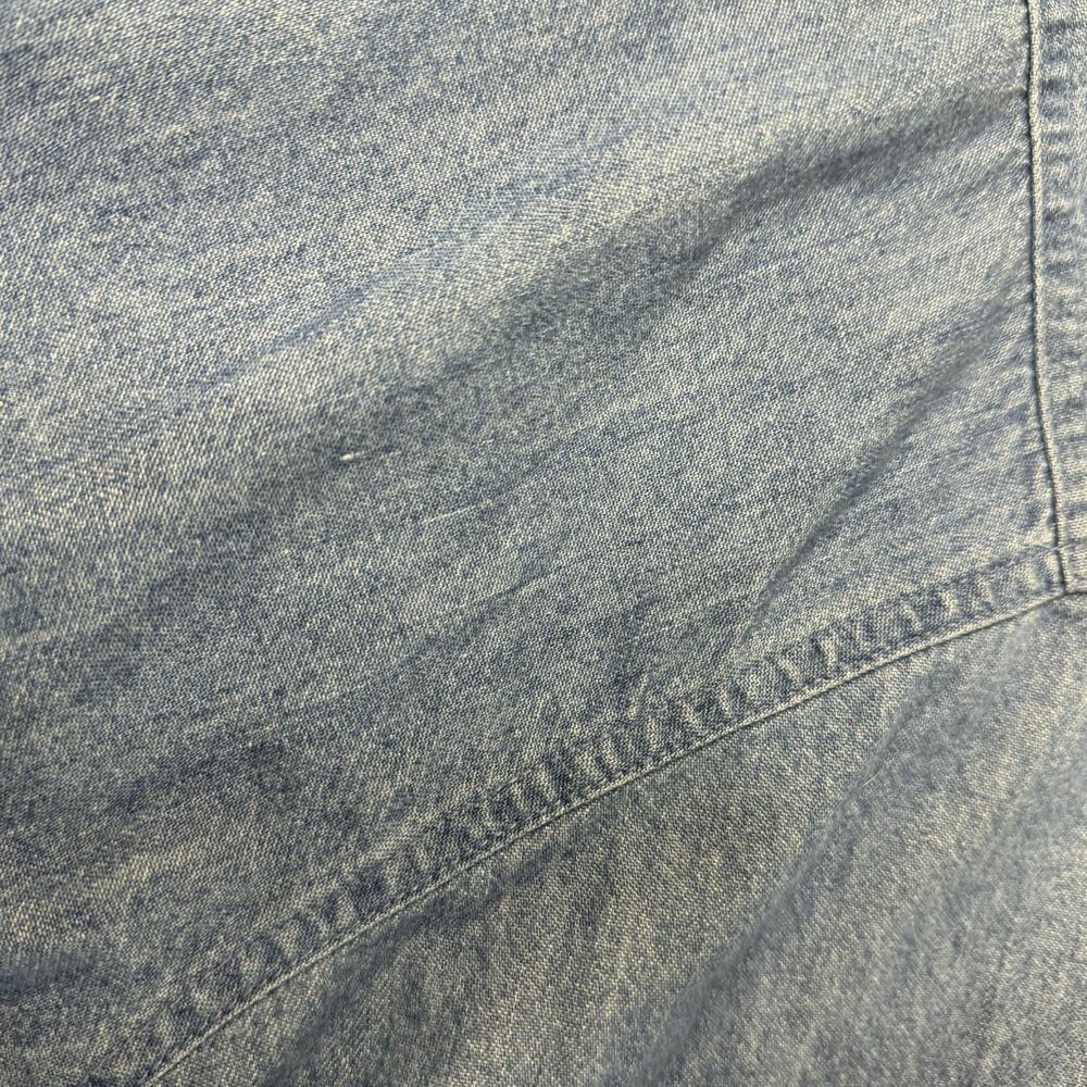 Vintage 90s Denim Jean Long Sleeve Button Front Shirt SZ XL Apple Patch Teacher - Picture 7 of 8